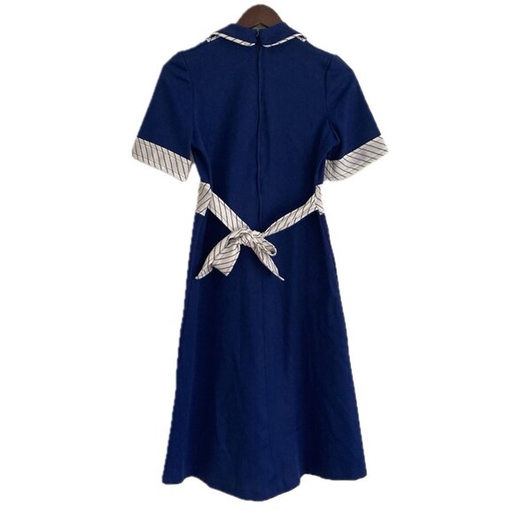 Vintage 1970s Handmade Blue and White Dress - Picture 4 of 9